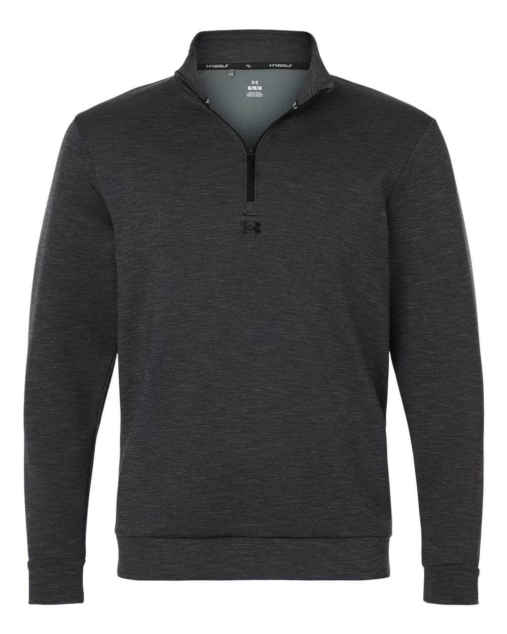 Custom branded Men's Drive Midlayer Quarter-Zip Pullover in Black, Front